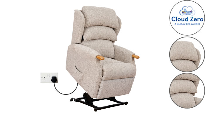 Celebrity Furniture Westbury Cloud Zero Riser Recliner with Headrest and Lumbar Support
